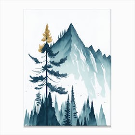Mountain And Forest In Minimalist Watercolor Vertical Composition 200 Canvas Print
