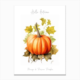 Hello Autumn Musque De Provence Pumpkin Watercolour Illustration 4 Canvas Print