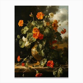 Baroque Floral Still Life Nasturtium 3 Canvas Print