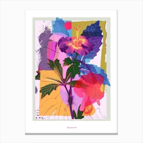 Geranium 4 Neon Flower Collage Poster Canvas Print