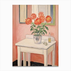 Bathroom Vanity Painting With A Peony Bouquet 3 Canvas Print