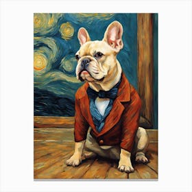 Starry French Bulldog Van Gogh Inspired Canvas Print