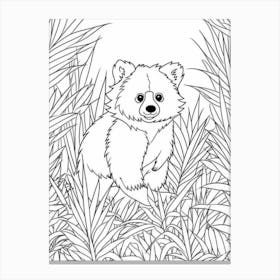 Line Art Jungle Animal Red Panda 3 Canvas Print