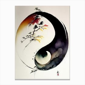 Repeat 1 Yin And Yang Japanese Ink Canvas Print