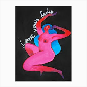 Acrylic illustration Love your body Canvas Print