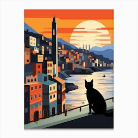 Istanbul, Turkey Skyline With A Cat 3 Canvas Print