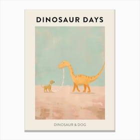 Dinosaur & Dog Dinosaur Poster Canvas Print