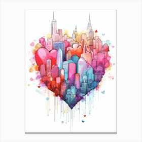 Heart Doodle Skyline 1 Canvas Print