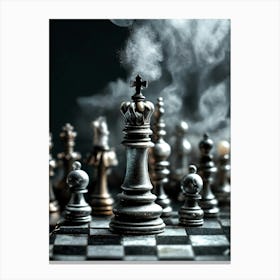 Chess Pieces On Chessboard Canvas Print