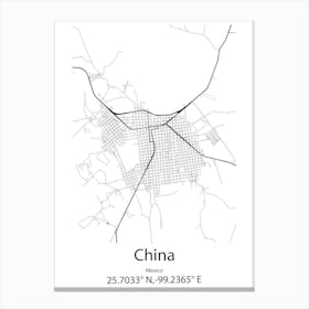 China,Mexico Minimalist Map Canvas Print