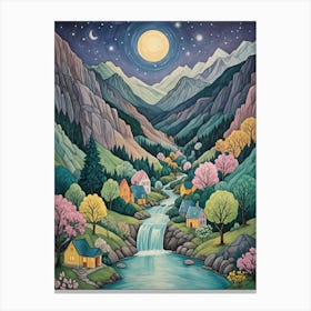 Full Moon In The Valley Canvas Print