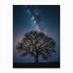 Lone Tree In The Night Sky 1 Canvas Print