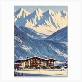 La Plagne, France Ski Resort Vintage Landscape 1 Skiing Poster Canvas Print