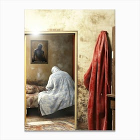 Old Woman In Bed Canvas Print