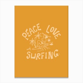 Peace Love And Surfing  Yellow - Tropicool Studio Canvas Print