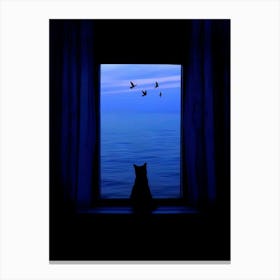 Cat Looking Out The Window Canvas Print