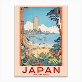 Enoshima Island, Visit Japan Vintage Travel Art 1 Canvas Print