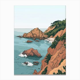 Mount Tamalpais Usa Color Line Drawing (4) Canvas Print