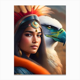 Eagle And Woman Canvas Print