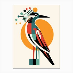Colourful Geometric Bird Roadrunner 1 Canvas Print