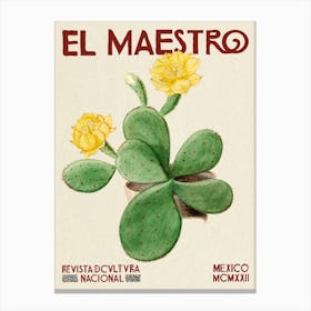 Mexican El Maestro Cacti Yellow Canvas Print