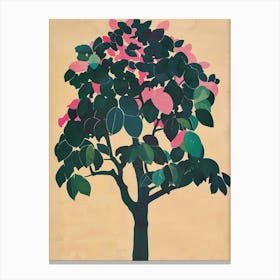 Teak Tree Colourful Illustration 2 Canvas Print