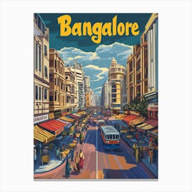 Aihrgdesign A 1970s Inspired Travel Poster For Bangalore Canvas Print