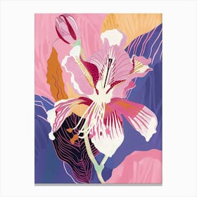 Colourful Flower Illustration Fuchsia 1 Canvas Print