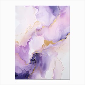 Lilac, Black, Gold Flow Asbtract Painting 4 Canvas Print