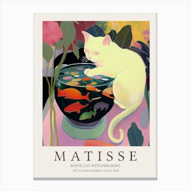 White Cat And Fishbowl Matisse Inspired Canvas Print