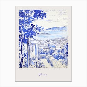 Nice France 5 Mediterranean Blue Drawing Poster Canvas Print