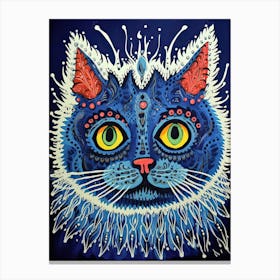 Louis Wain Blue Gothic Kaleidoscope Cat 2 Canvas Print