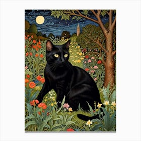 William Morris Black Cat In The Meadow Canvas Print