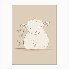 Cute Sheep - Boho, Line Art Canvas Print