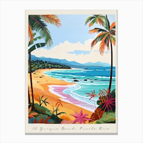 Poster Of El Yunque Beach, Puerto Rico, Matisse And Rousseau Style 1 Canvas Print