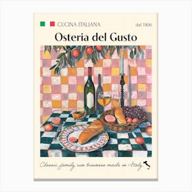 Osteria Del Gusto Trattoria Italian Poster Food Kitchen Canvas Print