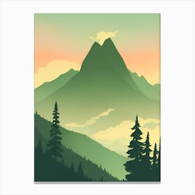 Misty Mountains Vertical Composition In Green Tone 190 Canvas Print