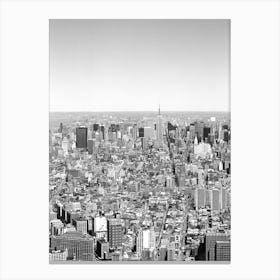 Manhattan Uptown Aerial View In Black And White Canvas Print