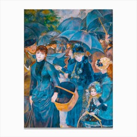 Pierre-Auguste Renoir, The Umbrellas, circa 1881-86 Teal Umbrella Ladies HD Remastered Canvas Print