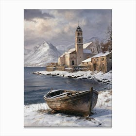 Boat In The Snow 1 Canvas Print