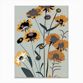 Helenium Wildflower Modern Muted Colours Canvas Print