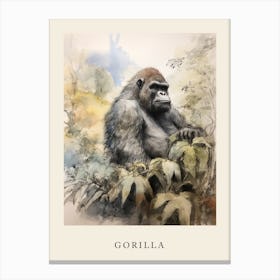 Beatrix Potter Inspired  Animal Watercolour Gorilla 3 Canvas Print