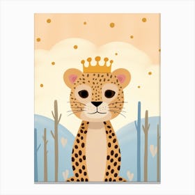 Little Cheetah 1 Wearing A Crown Canvas Print