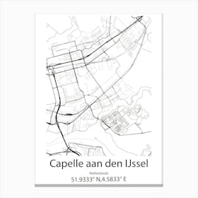 Capelle Aan Den Ijssel,Netherlands Minimalist Map Canvas Print