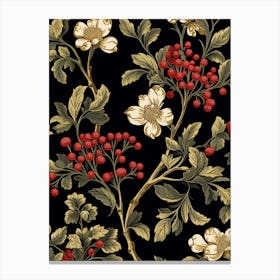 Winterberry 2 William Morris Style Winter Florals Canvas Print