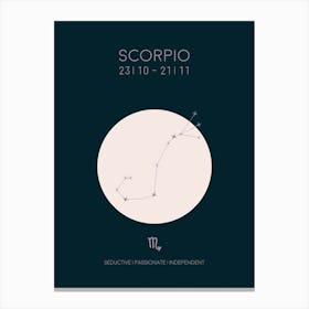 Scorpio Star Sign In Dark Canvas Print