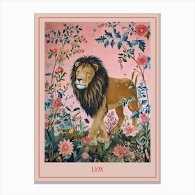 Floral Animal Painting Lion 3 Poster Canvas Print