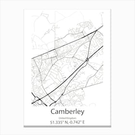 Camberley,United Kingdom Minimalist Map Stampe su tela