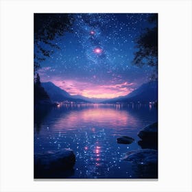 Night Sky Over Lake 22 Canvas Print