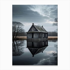 Old House Standing Still Solitary And Picturesque Against A Minimalist Stark Black Background A H Canvas Print